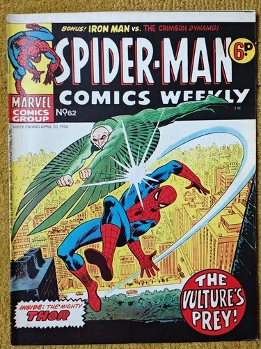 Spider-Man Comics Weekly #62 April 1974 - Marvel UK Bronze age vintage comic