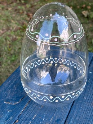 Beautiful Painted Glass Easter Egg Candy Dish & Lid