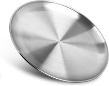 Stainless Steel Plates,10 inch Round Metal Food Serving Plate Dinner Plates