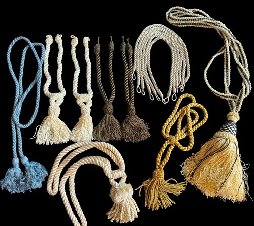Ornate Curtain Rope Tie Backs w/ Tassel & Beads Mixed Lot of 14 Pieces