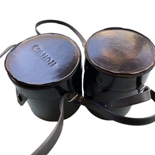 Canon Leather Lens Case Lot 2 D I Made Japan 4-3/4  x3  4-1/4  x3.5  Vintage Round