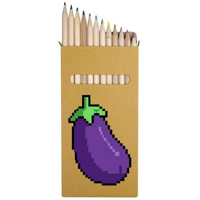 12 x 'Pixel Style Eggplant' Long Colour Pencils (PE00089157)
