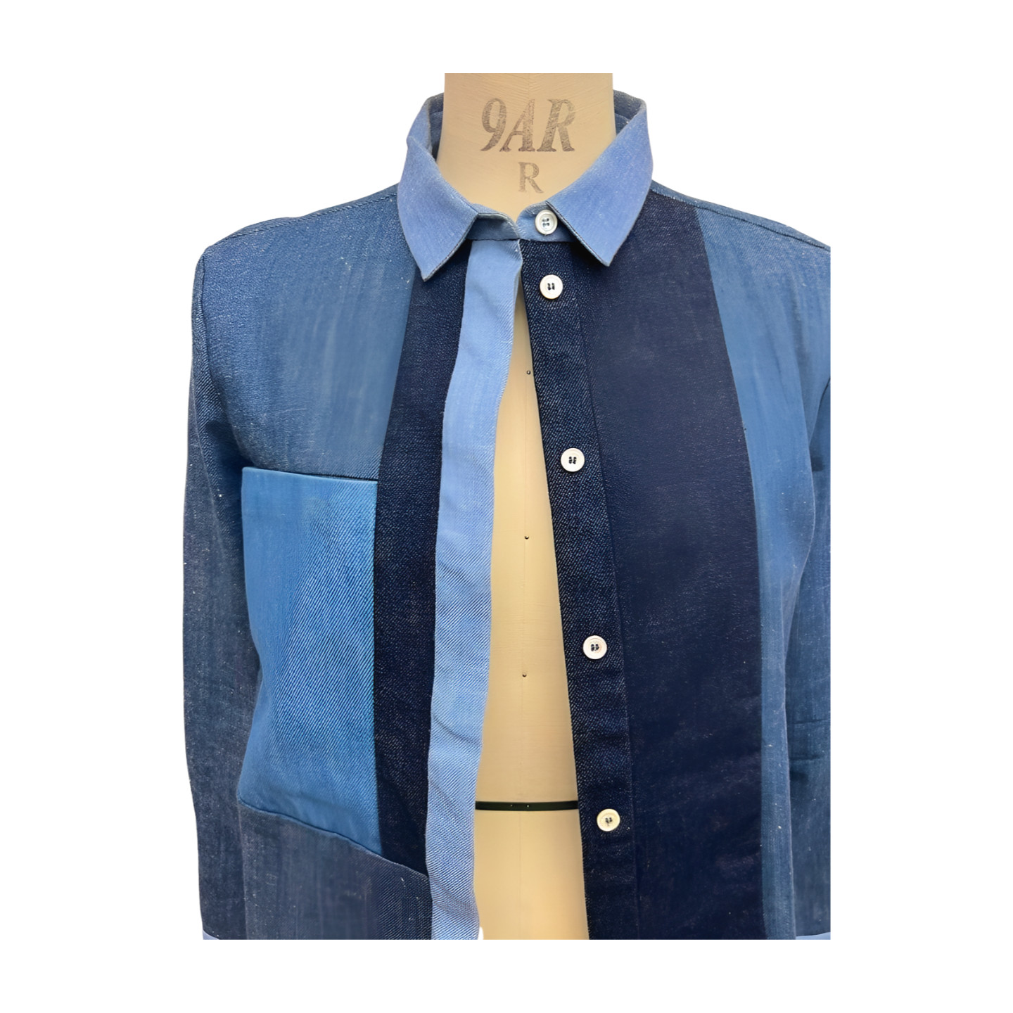 Auth CELINE Patchwork Denim Shirt Jacket 20K35 Si… - image 4
