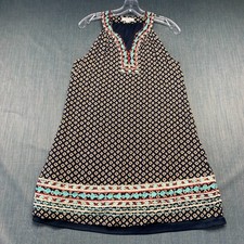 THML Women's Dress Size S Blue Boho Geometric Casual Embroidered Halter Neck