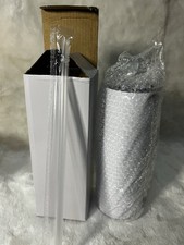 Sublimation Tumbler 20 OZ Blank White With Lid  Straw Skinny Stainless Steel