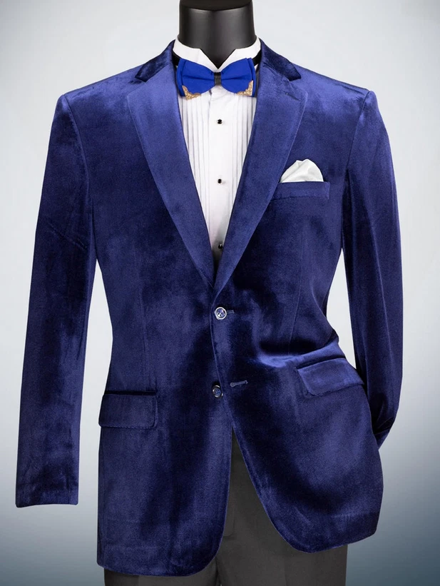 Chaqueta de Terciopelo Azul VINCI NUEVA CON ETIQUETAS Talla 4XL Zafiro Abrigo Deportivo Boda Blazer Foto 2 de 4