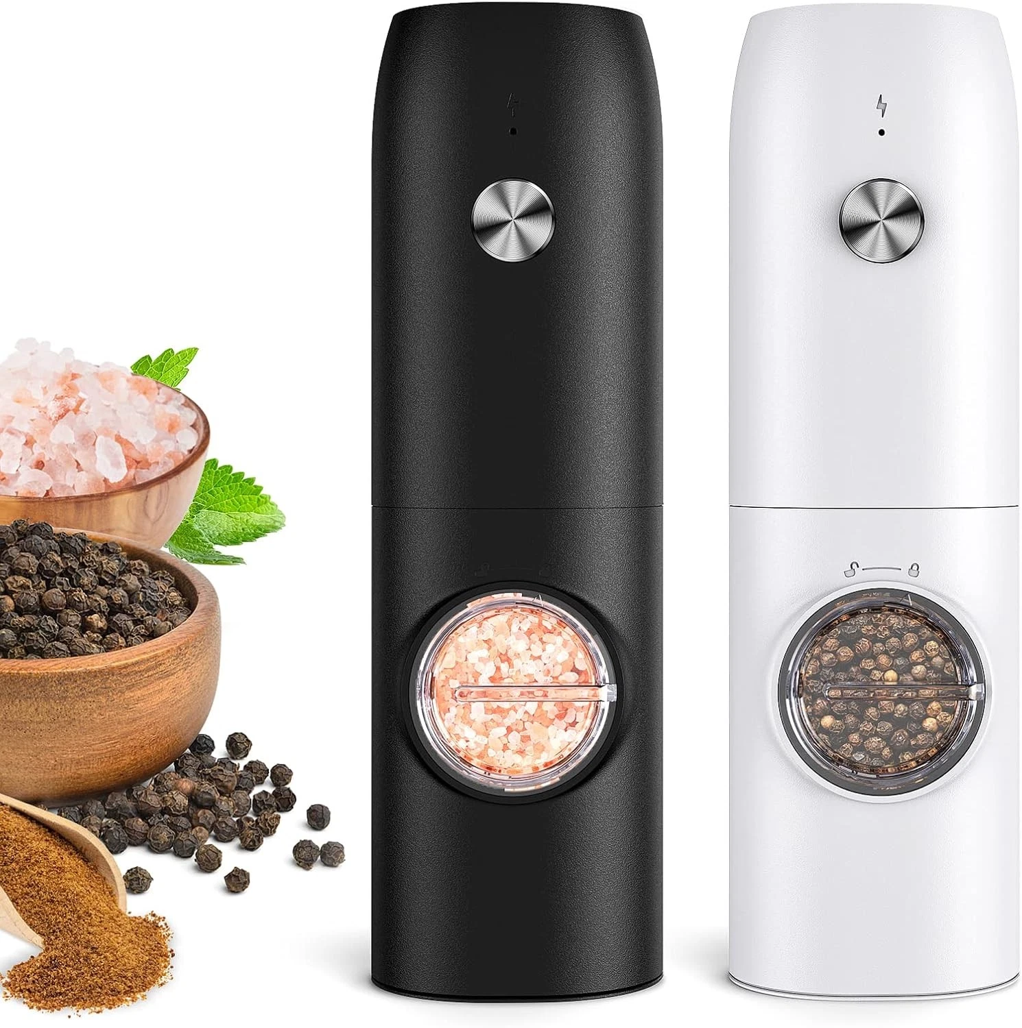 Electric Salt & Pepper Grinder Set Rechargeable Automatic Salt & Pepper Shakers