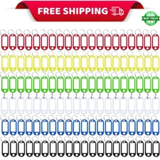 120 Pack Plastic Key Tags with Label Window ID Tag & Split Ring Keychain6 Colors