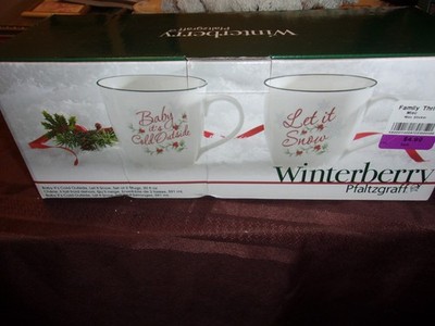 Pfaltzgraff Winterberry Let it Snow & Baby It's Cold Outside Mugs