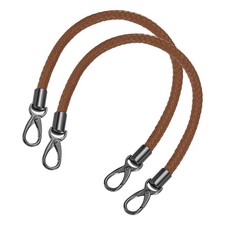2Pcs 50cm Short Leather PU Braided Purse Replacement Handle - Brown, Black