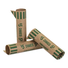 MMF Industries Preformed Tubular Coin Wrappers, Dimes, $5, 1000 Wrappers/Box