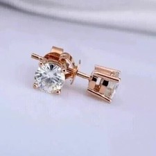 2Ct Lab Created Diamond Solitaire Stud Earrings 14K Rose Gold Plated Silver