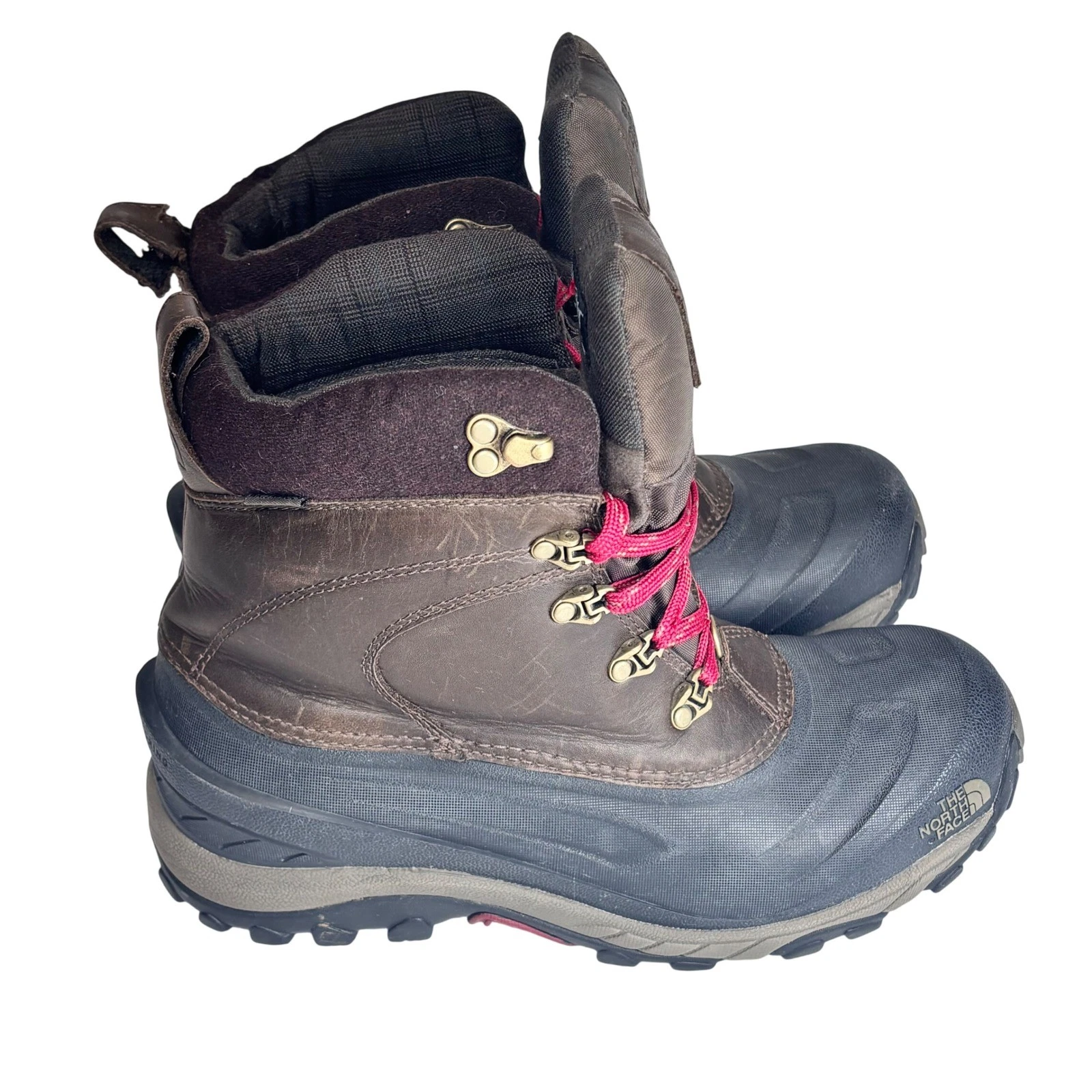 The North Face Chilkat II Snow Boots Brown Leather Waterproof Insulated Mens 10