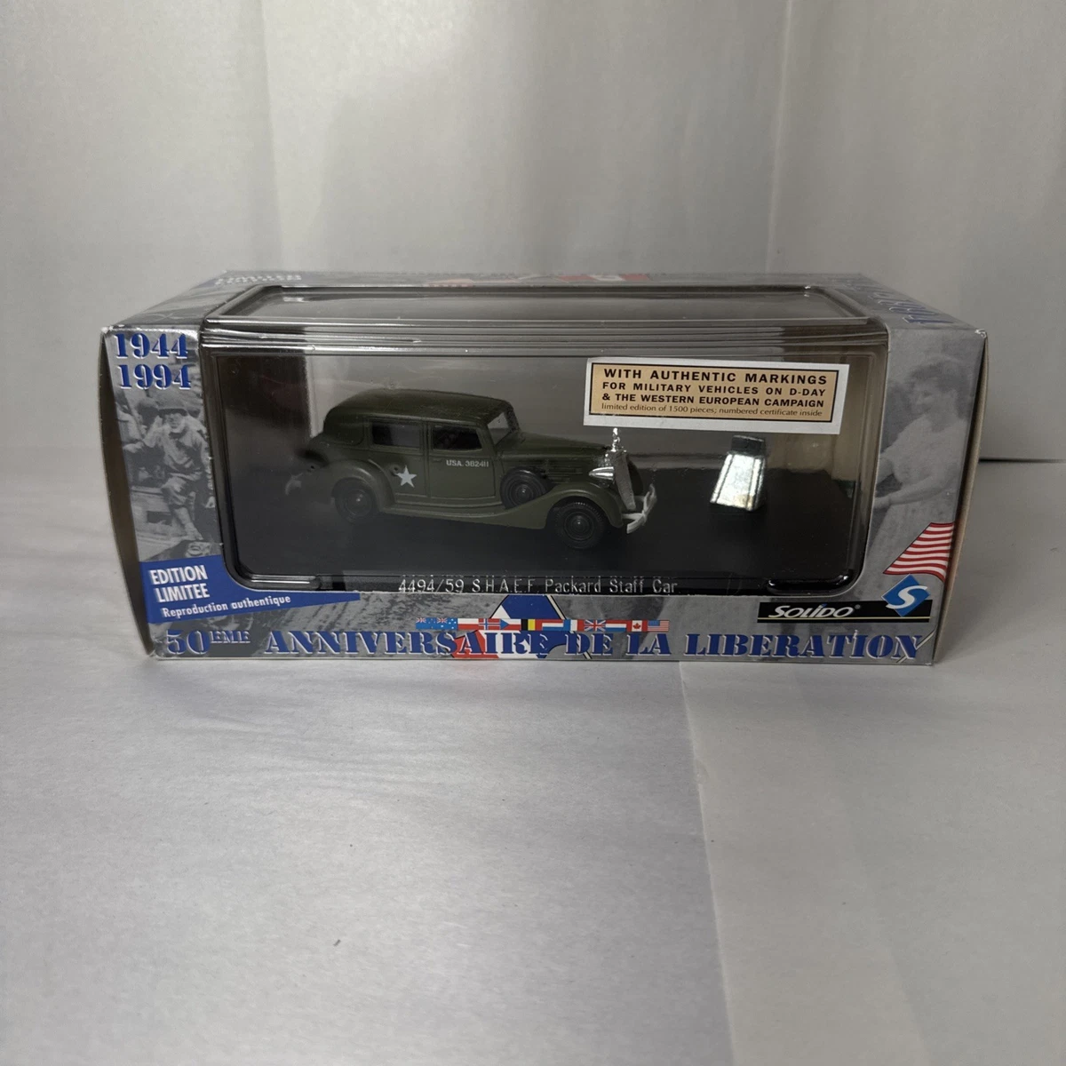 Solido 1/50, US Dodge 4x4 Canon 37mm US Army, Normandie, WW2, TBE (95