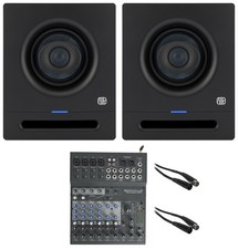 Pair Presonus Eris Pro 4 Powered 4" 2-Way Powered Studio Monitor Speakers Mixer