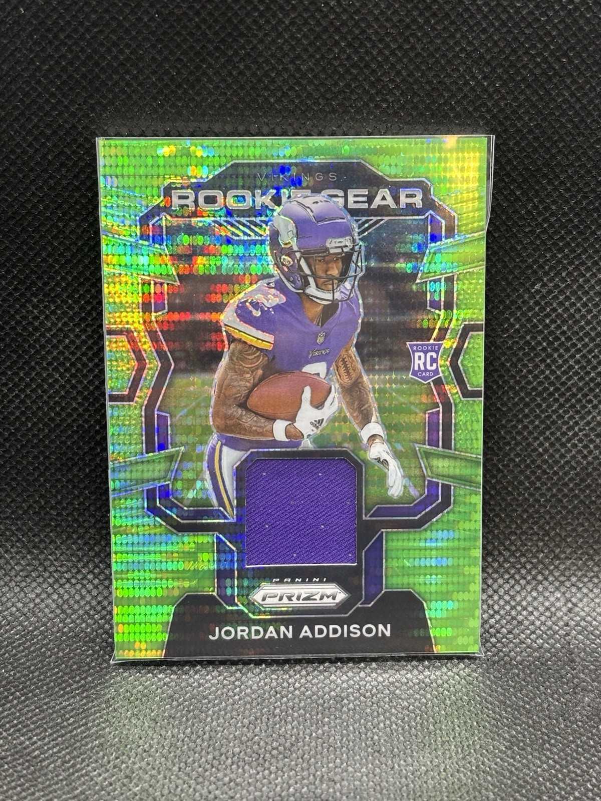 2023 Panini Prizm - Rookie Gear Jordan Addison #RG-JA Neon Green Pulsar Prizm...
