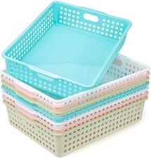 8 Pack Plastic Storage Baskets - Colorful Paper Organizer Baskets Plastic She...