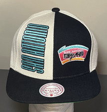 Mitchell Ness San Antonio Spurs Pop Panel Off-White/Black OG Fit Snapback Hat