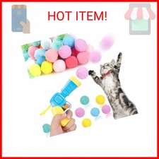 MeoHui 31Pcs Cat Ball Toy Launcher Gun,Cat Balls Fetch Toy,30Pcs Plush Fuzzy Bal