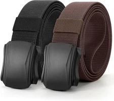 JASGOOD 2 Pack Men Belt Military Pant Size Below 42", Black+coffee 
