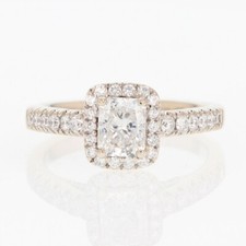 1.47ctw Radiant Cut Diamond with Halo Engagement Ring 14k White Gold Size 7