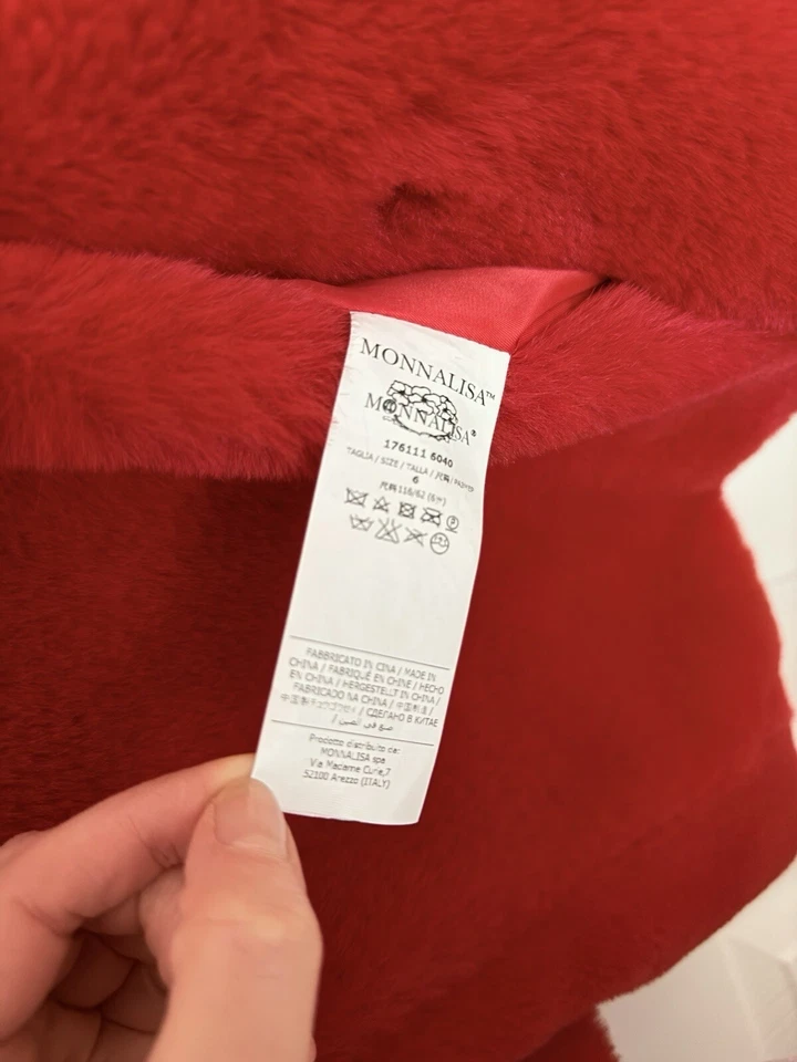 Monnalisa Faux Fur Coat Girls 6-7 Years - Image 3 of 3