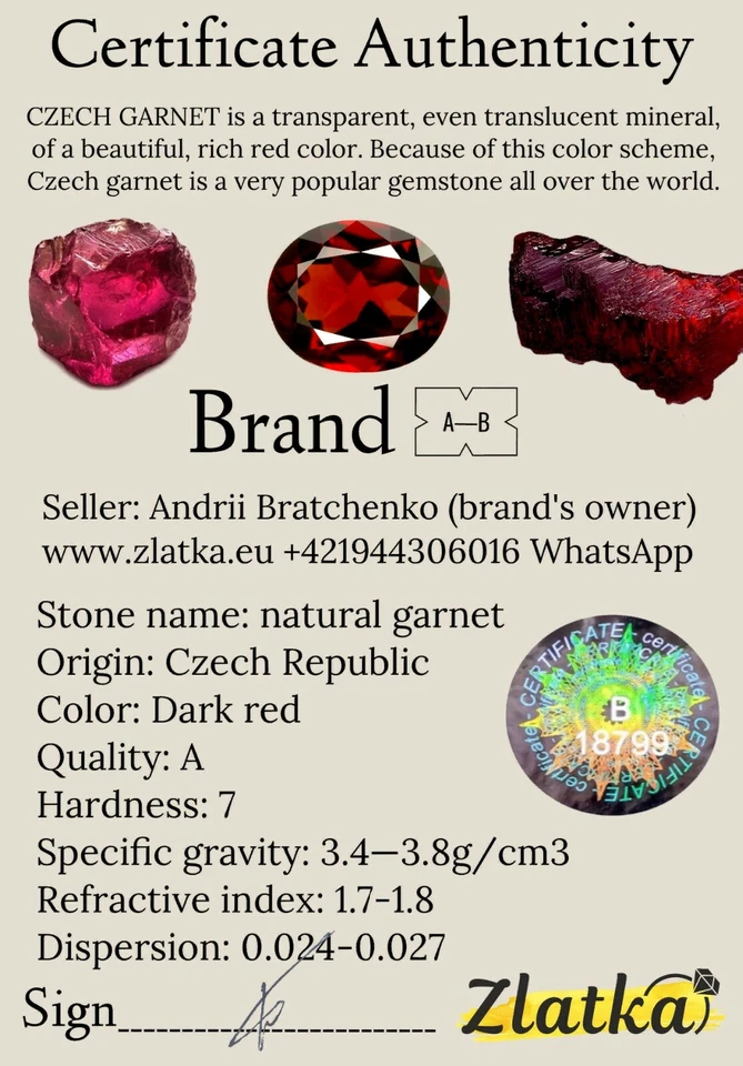 Silver pypope, garnet ring Czech minerals Red gemstone ring - Image 3 of 3