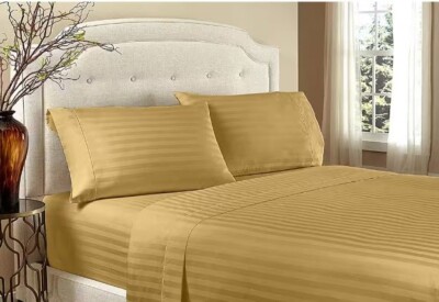 2 Pc Luxor Treasures Egyptian Cotton 400TC Duvet Set Gold Stripe