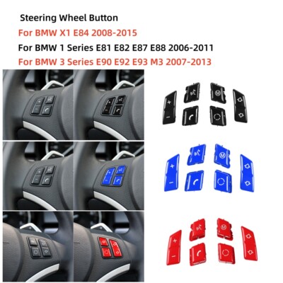 6PCS Steering Wheel Switch Button Cover Trim Kit For BMW E81 E84 E88 E90 E93 M3 