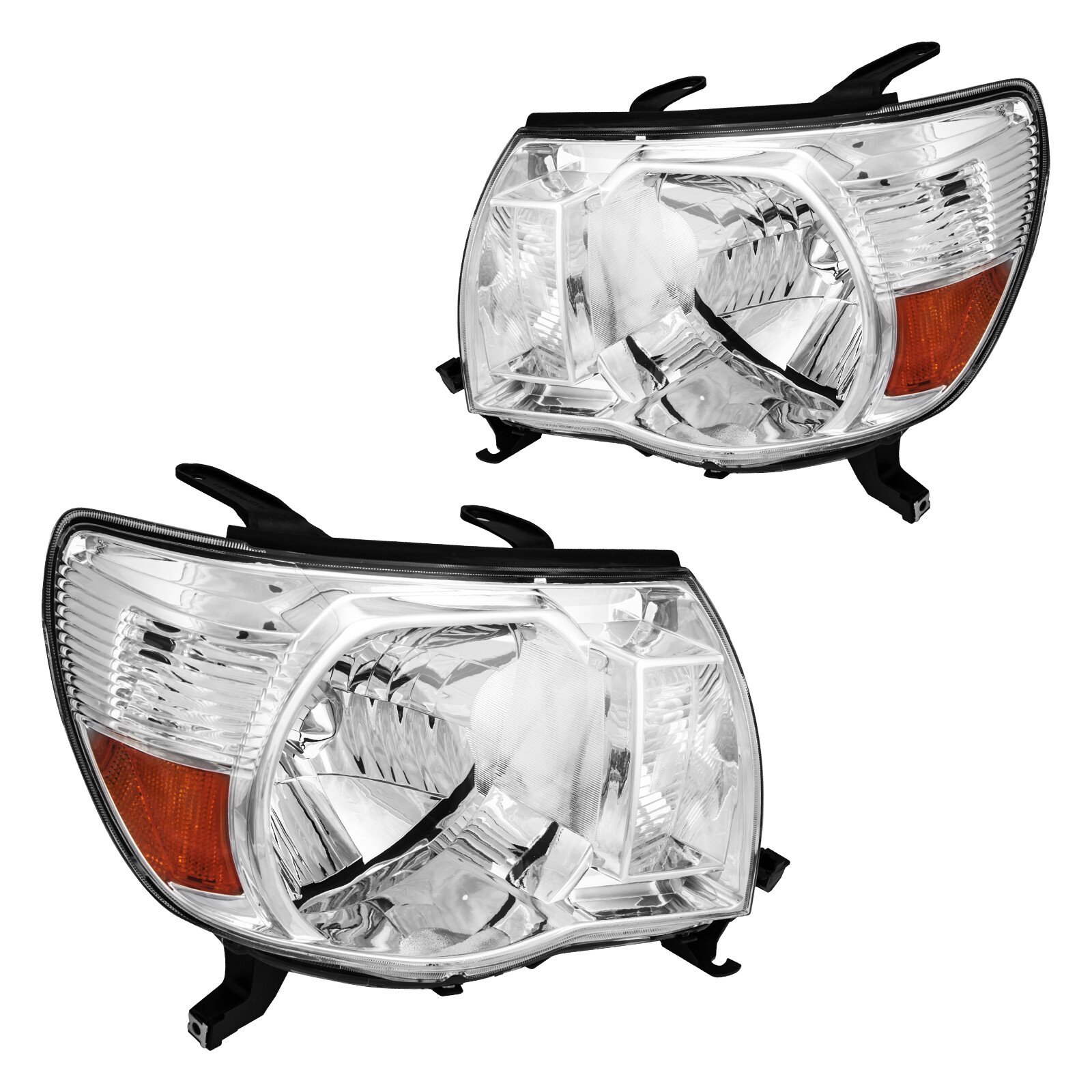 Left Right Front Headlights Assembly For 2005-2011 Toyota Tacoma Clear Reflector