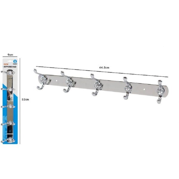 Appendino Appendi Porta Asciugamani Con 5 Ganci Doppio Bagno Diamante 52174