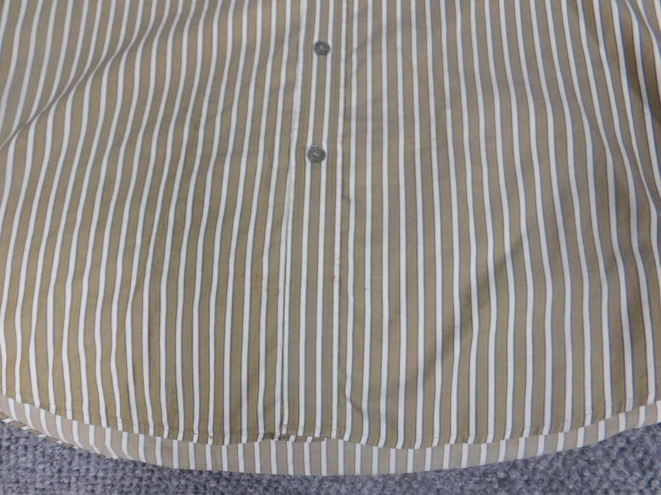 Club Monaco Mens Shirt Large olive striped button down - Image 4 of 4