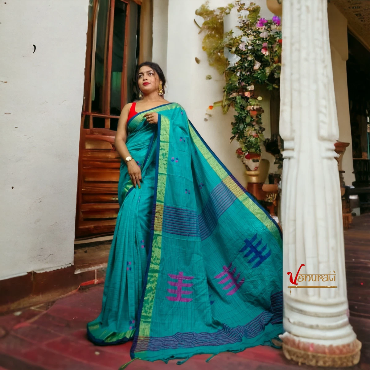 Khadi cotton handloom saree Soft Cotton Saree With Blouse Piece
