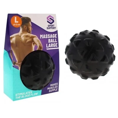 SPORT SUPPORT Large Trigger Point Massage Ball Deep Tissue Muscle Pain Recovery 12cm Black UK