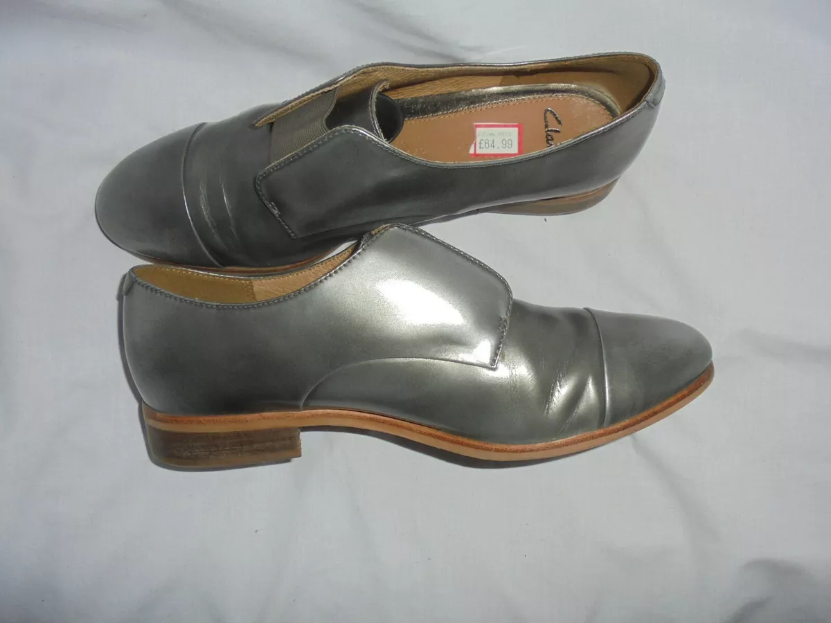 CLARKS WOMEN METAL LEATHER LACE UP SHOE SIZE UK 5.5 EU 38.VGC