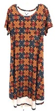 Lularoe Carly Size Small "Fall Colors" Geometric High Low Womens SS Summer Dress