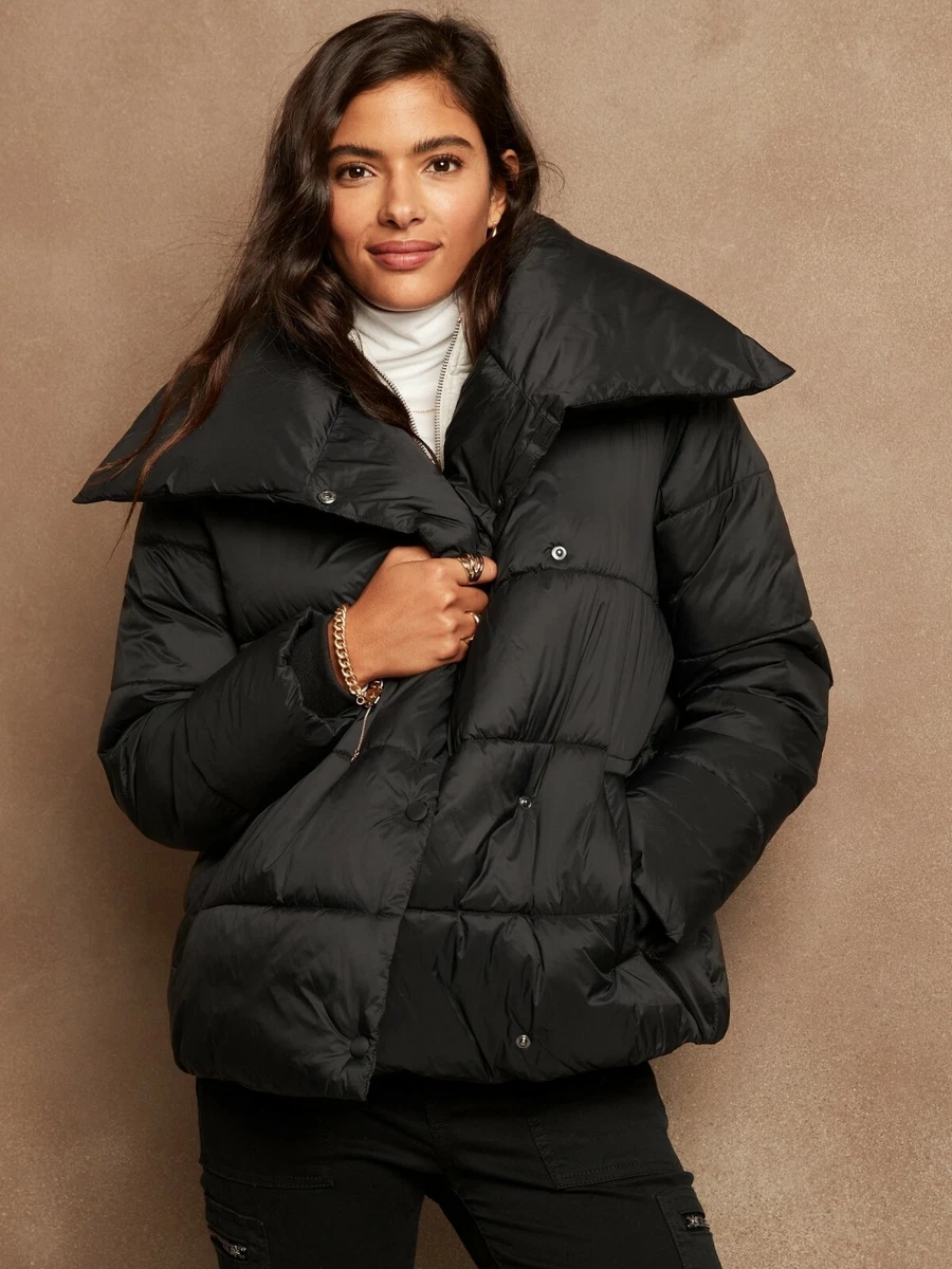 Banana Republic Factory 149.99 Funnel Neck Puffer Coat Size XSP Black