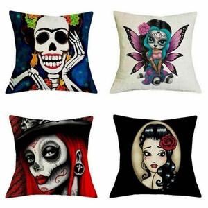 Skull Girl Cushion Cover 18inch Cotton Linen Comfort Pillow Cases Gift Decor Skull Girl Cushion Cover 18inch Cotton Linen Comfort Pillow Cases Gift Decor
