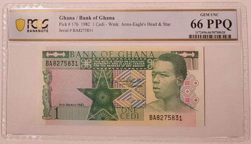 Ghana 1982 1 Cedi Note Gem Unc 66 PPQ PCGS Banknote