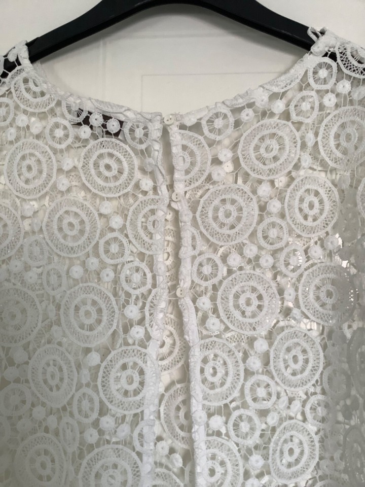 NEXT. WHITE LACEY /CROCHET OVERSHIRT/ POOL COVER UP. HOLIDAY. SIZE 18