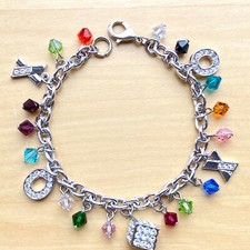 Handmade Rainbow Rhodium Swarovski Crystal 18cm Bracelet - 1011