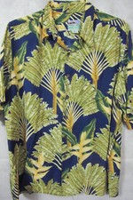 OUTSTANDING Vintage Reyn Spooner Dark Blue Palm Leaves Hawaiian Aloha Shirt XL