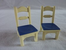 PLAYMOBIL LOT DE 2 CHAISES DOSSIER BLEU CUISINE MAISON