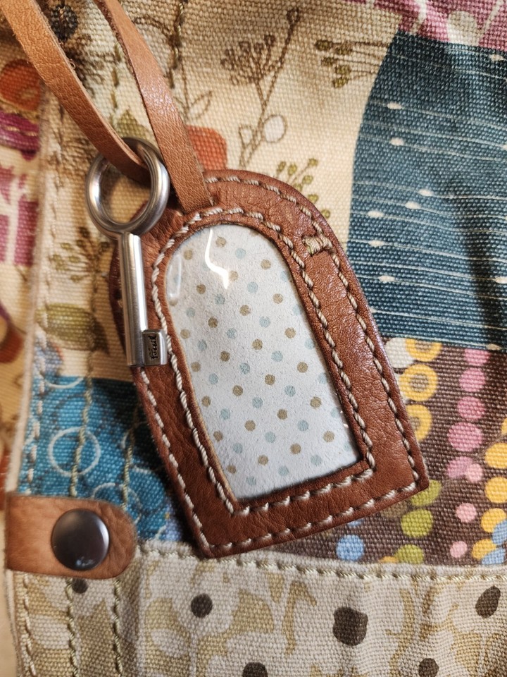 Vintage Fossil Crossbody Shoulder Messenger Canvas Bag Floral Boho