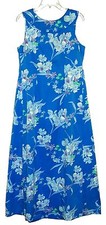 Sz M Vintage 60's-70's DARINA Honolulu Hawaiian Muumuu Dress Full Length Pleated