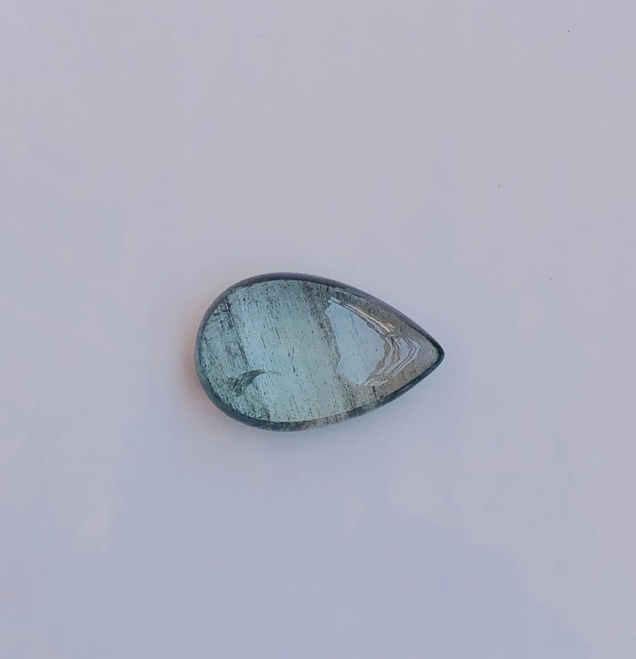 48.65carat Natural Moss Aquamarine Pear Cabochon 21.00x32.60mm Blue Color - Image 3 of 4