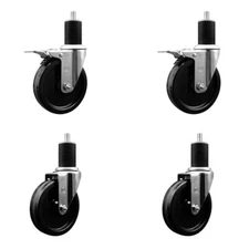 5 Inch Phenolic Swivel 1-3/4 Inch Expand Stem Caster Set 2 Total Lock Brakes