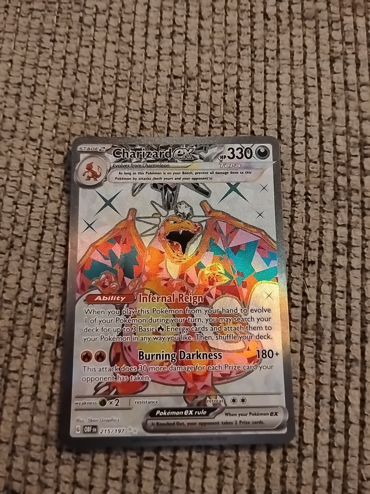Charizard ex 215/197 Obsidian Flames Ultra Rare Pokemon TCG Near Mint
