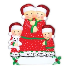 Pajama Family of 4 Personalized Christmas Ornament
