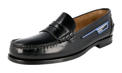 AUTH PRADA PENNY LOAFER BUSINESS SHOES 2DG101 BLACK LEATHER 9,5 43